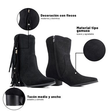 BOTIN TACO MUJER CASUAL PU TEXTIL WEIDE CZY661 - 10
