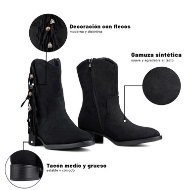 BOTIN TACO MUJER CASUAL PU TEXTIL WEIDE DH91 - 8