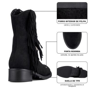 BOTIN TACO MUJER CASUAL PU TEXTIL WEIDE DH91 - 9