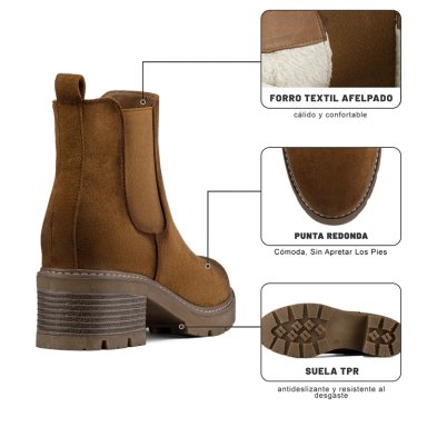 BOTIN TACO MUJER OUTDOOR PU TEXTIL WEIDE ZS81 - 9