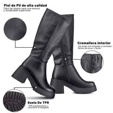BOTA LARGA MUJER TACON GRUESO VINTAGE ELEGANTE WEIDE CZY602 - 8