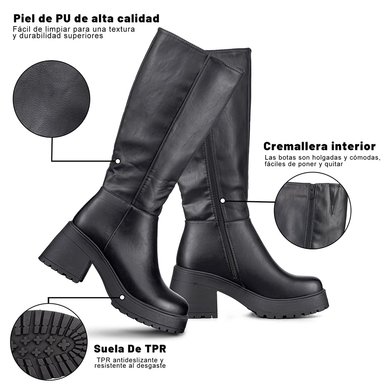 BOTA LARGA MUJER TACON GRUESO VINTAGE ELEGANTE WEIDE CZY602 - 8