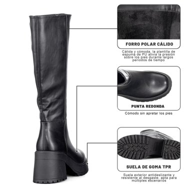 BOTA LARGA MUJER TACON GRUESO VINTAGE ELEGANTE WEIDE CZY602 - 9