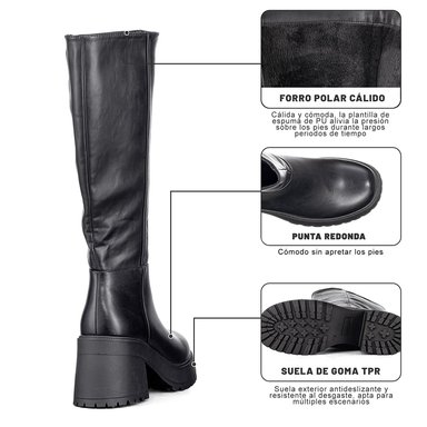 BOTA LARGA MUJER TACON GRUESO VINTAGE ELEGANTE WEIDE CZY602 - 9