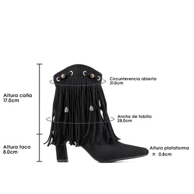 BOTA TACO MUJER CASUAL ESTILO VAQUERO FLECOS WEIDE DH90 - 7