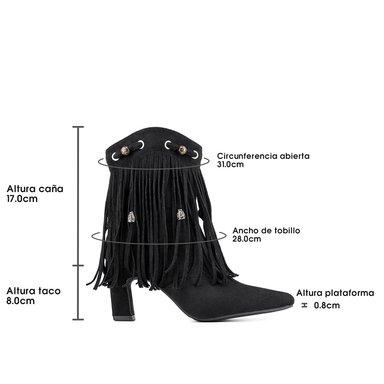 BOTA TACO MUJER CASUAL ESTILO VAQUERO FLECOS WEIDE DH90 - 7