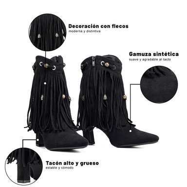 BOTA TACO MUJER CASUAL ESTILO VAQUERO FLECOS WEIDE DH90 - 8