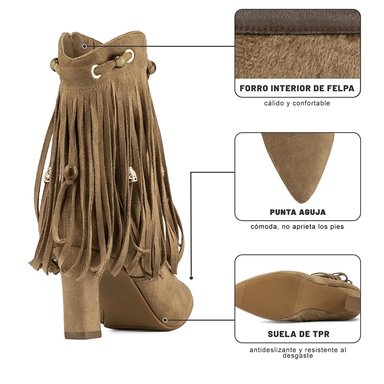 BOTA TACO MUJER CASUAL ESTILO VAQUERO FLECOS WEIDE DH90 - 9