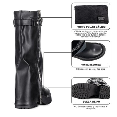 BOTAS LARGAS MUJER DE MODA ECO CUERO VINTAGE WEIDE CZY603 - 9