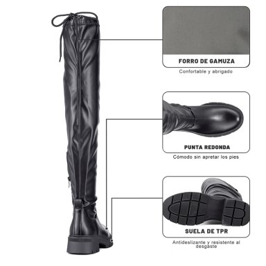 BOTA LARGA CASUAL MUJER ECO CUERO PLATAFORMA MODA WEIDE ZS69 - 9
