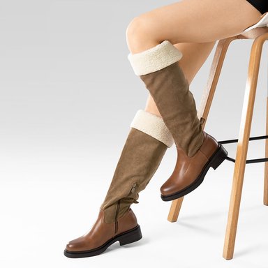 BOTA LARGA MUJER MODA GAMUZA CON FELPA VINTAGE WEIDE CZY601 - 2
