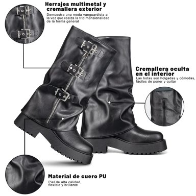 BOTAS LARGAS CASUAL NEGRO DE MODA MUJER WEIDE RQ80 - 8