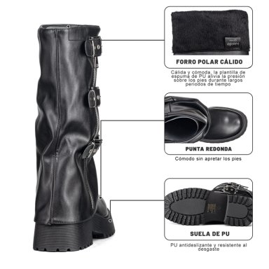 BOTAS LARGAS CASUAL NEGRO DE MODA MUJER WEIDE RQ80 - 9