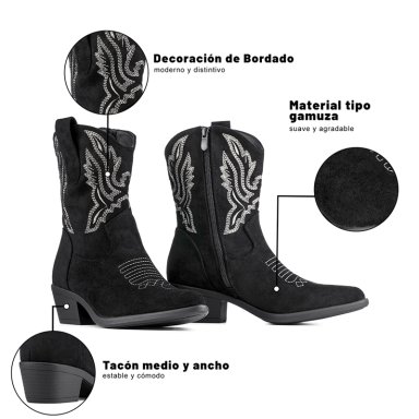 BOTA TACO MUJER ESTILO VAQUERO WEIDE CZY650 - 9