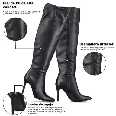 BOTAS LARGAS MUJER ECO CUERO DE MODA CLASICO WEIDE CZY600 - 7
