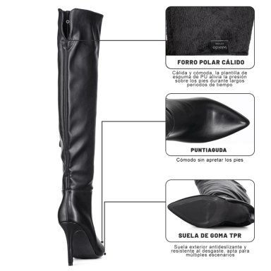 BOTAS LARGAS MUJER ECO CUERO DE MODA CLASICO WEIDE CZY600 - 8