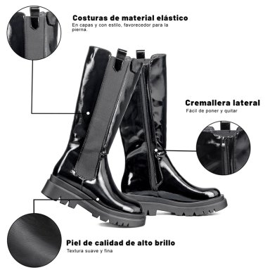 BOTAS LARGAS MUJER ECO CUERO PLATAFORMA DE MODA WEIDE DH88 - 7