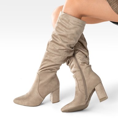 BOTAS LARGAS MUJER CASUAL PU TEXIL TACON GRUESO WEIDE HX512 - 2