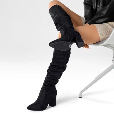 BOTAS LARGAS MUJER CASUAL PU TEXIL TACON GRUESO WEIDE HX512 - 2