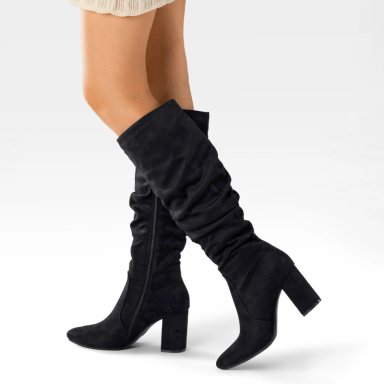 BOTAS LARGAS MUJER CASUAL PU TEXIL TACON GRUESO WEIDE HX512 - 3