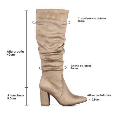 BOTAS LARGAS MUJER CASUAL PU TEXIL TACON GRUESO WEIDE HX512 - 7