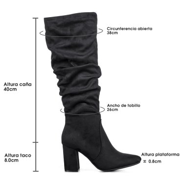 BOTAS LARGAS MUJER CASUAL PU TEXIL TACON GRUESO WEIDE HX512 - 7