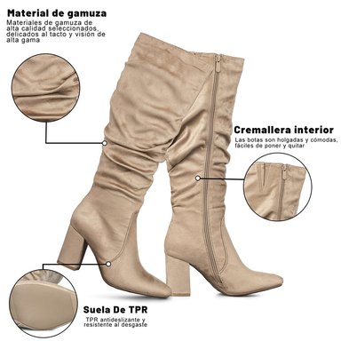 BOTAS LARGAS MUJER CASUAL PU TEXIL TACON GRUESO WEIDE HX512 - 8