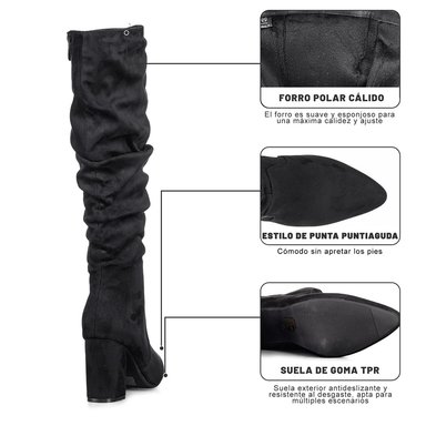 BOTAS LARGAS MUJER CASUAL PU TEXIL TACON GRUESO WEIDE HX512 - 9