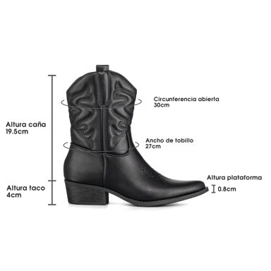 BOTIN CASUAL MUJER MODA VINTAGE COWBOY BORDADO WEIDE QBM20 - 7