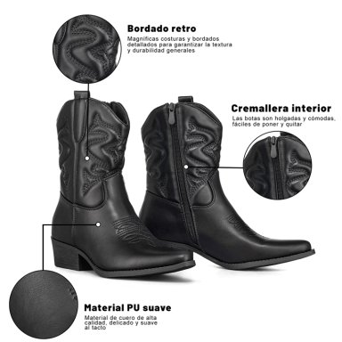 BOTIN CASUAL MUJER MODA VINTAGE COWBOY BORDADO WEIDE QBM20 - 8