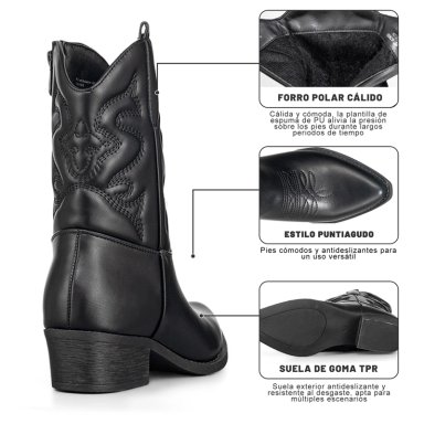 BOTIN CASUAL MUJER MODA VINTAGE COWBOY BORDADO WEIDE QBM20 - 9