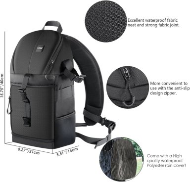 MOCHILA BANDOLERA PARA CAMARA NEEWER (NEGRA) - 4