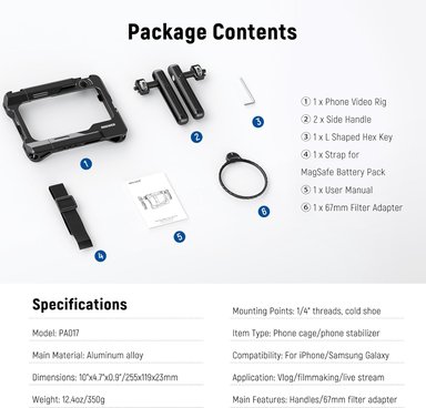 RIG UNIVERSAL PARA VIDEO CON SMARTPHONE NEEWER PA028E CON SOPORTE Y MONTURAS - 3