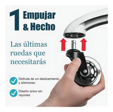 PACK 5 RUEDAS DE SILICONA PARA SILLAS DE OFICINA / GAMER - 6