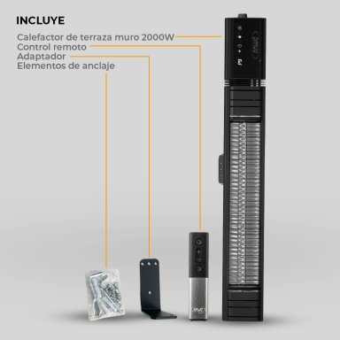 CALEFACTOR ELE CTRICO DE TERRAZA MURO ANWO 2000W CON WIFI MU20W - 2