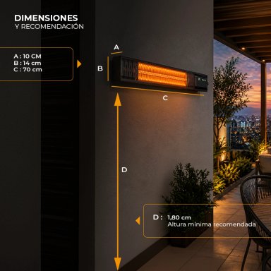 CALEFACTOR ELE CTRICO DE TERRAZA MURO ANWO 2000W CON WIFI MU20W - 5