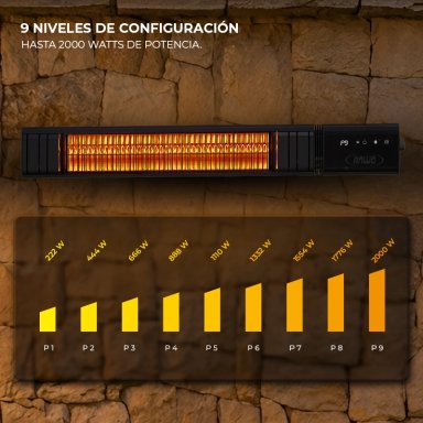CALEFACTOR ELE CTRICO DE TERRAZA MURO ANWO 2000W CON WIFI MU20W - 6