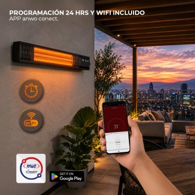 CALEFACTOR ELE CTRICO DE TERRAZA MURO ANWO 2000W CON WIFI MU20W - 7