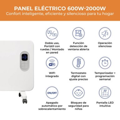 ESTUFA ELE CTRICA ANWO PANEL CONVECTIVO 1500W PROGRAMABLE CON WIFI - 2