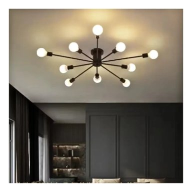 LAMPARA DE TECHO COLGANTE MODERNA NEGRO - 10 LUCES + AMPOLLETAS E27 LUZ CALIDA - 3