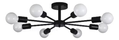 LAMPARA DE TECHO COLGANTE MODERNA NEGRO - 8 LUCES + AMPOLLETAS E27 LUZ CALIDA - 1