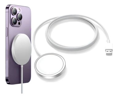 CARGADOR INALAMBRICO MAGNETICO PARA IPHONE MAGSAFE 15W USB - 1