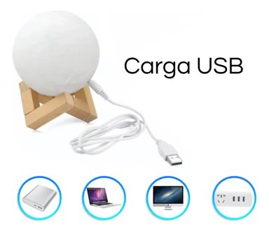 LAMPARA LUNA ESCRITORIO VELADOR RECARGABLE LUZ MULTICOLOR - 2