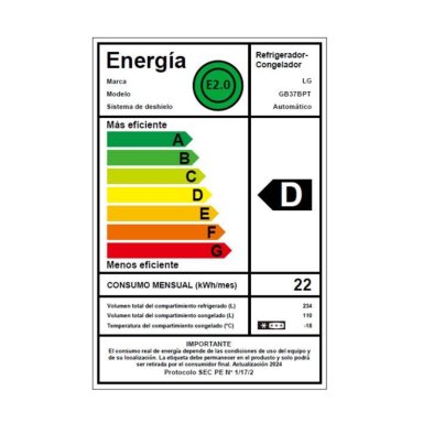 REFRIGERADOR BOTTOM FREEZER LG 344 LITROS CON MOTOR SMART INVERTER COMPRESSOR GB37BPT - 3