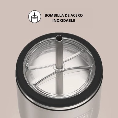 TERMO MUG ICON ACERO CON BOMBILLA 710ML BEIGE - 3