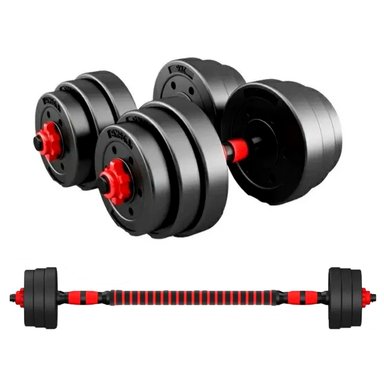 SET MANCUERNAS DE TODO Y MÁS 20 KG AJUSTABLE BARRA ARMABLE EXTENSIÓN - 1