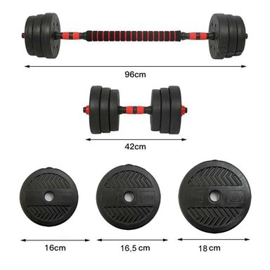 SET MANCUERNAS DE TODO Y MÁS 20 KG AJUSTABLE BARRA ARMABLE EXTENSIÓN - 2