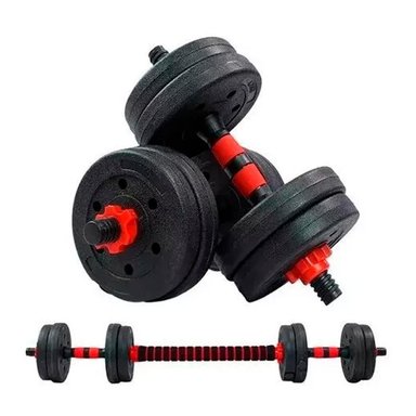 SET DE MANCUERNAS 15 KG BARRA ARMABLE AJUSTABLE BOOST FITNESS - 1