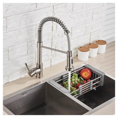 LLAVE DE TODO Y MÁS LAVAPLATOS PLATEADA FLEXIBLE ACERO INOX GRIFO 360° - 4
