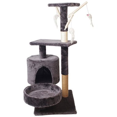 RASCADOR MADERA GATOS DE TODO Y MÁS 4 NIVELES + CASITA MD-04 - 1